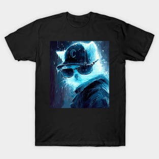 Futuristic Ghost cat ink painting T-Shirt